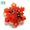 Pendentifs en verre de fleur rouge de neige de charmes avec des perles de Millefiori de poussière d&#39;or